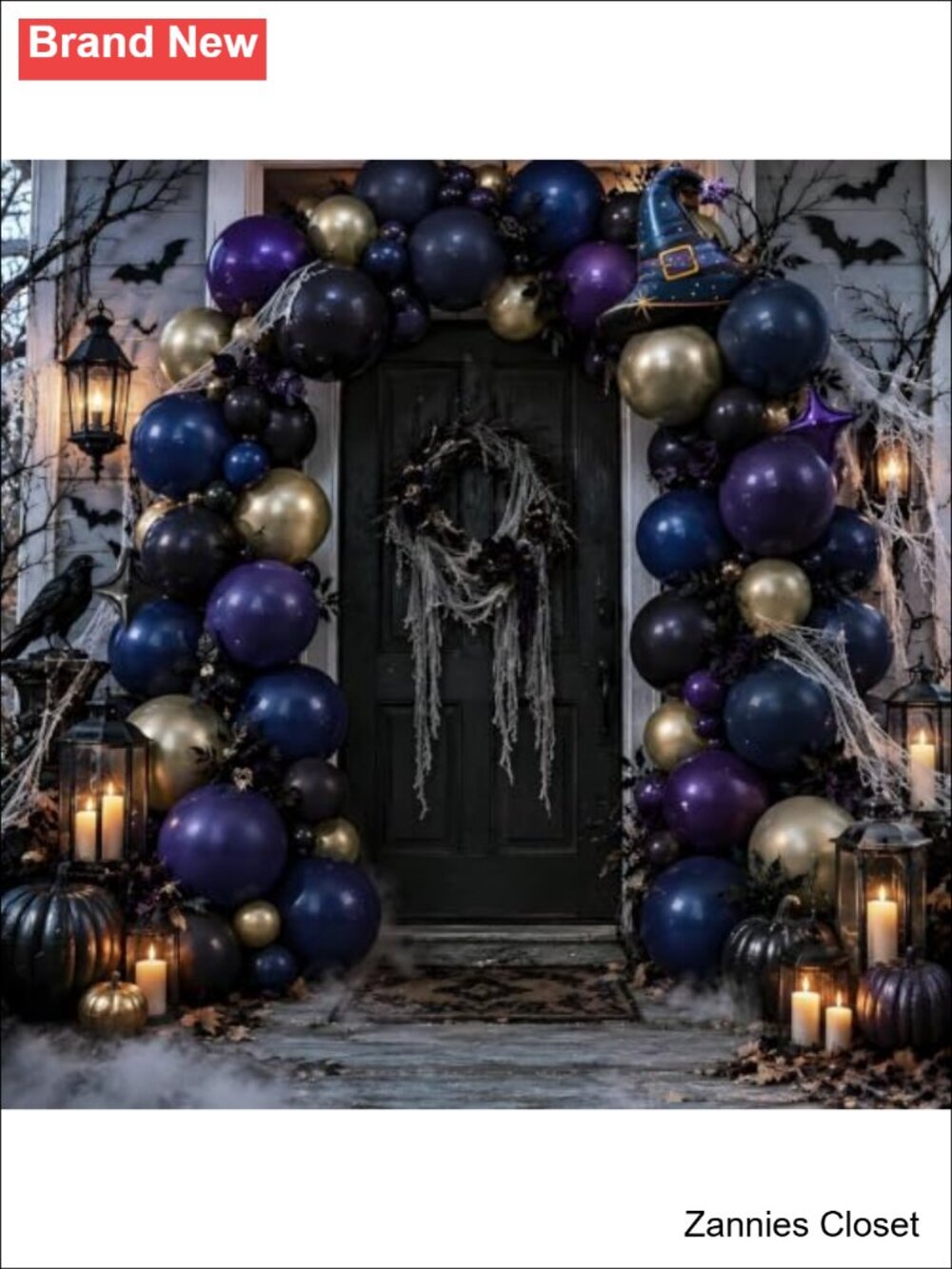 👻 Halloween Balloon Arch Garland Kit 3D Bat Stickers Witch Hat Foil Party Decor